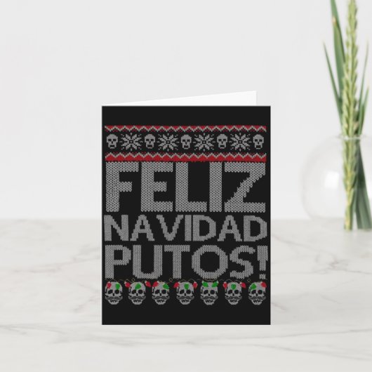 Feliz Navidad Putos Chingon Ugly Xmas Sweater Chri Kaart (Voorkant)