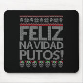 Feliz Navidad Putos Chingon Ugly Xmas Sweater Chri Muismat (Voorkant)