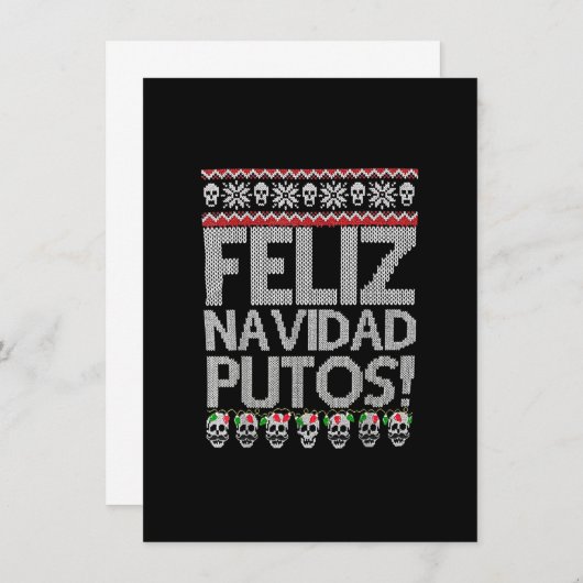 Feliz Navidad Putos Funny Mexican Ugly Xmas Kaart (Voorkant / Achterkant)