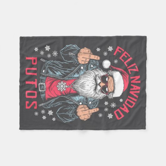 Feliz Navidad Putos Funny Rude Spanish Santa Middl Fleece Deken (Voorkant (Horizontaal))
