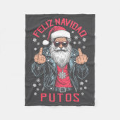 Feliz Navidad Putos Funny Rude Spanish Santa Middl Fleece Deken (Voorkant)