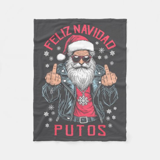 Feliz Navidad Putos Funny Rude Spanish Santa Middl Fleece Deken (Voorkant)