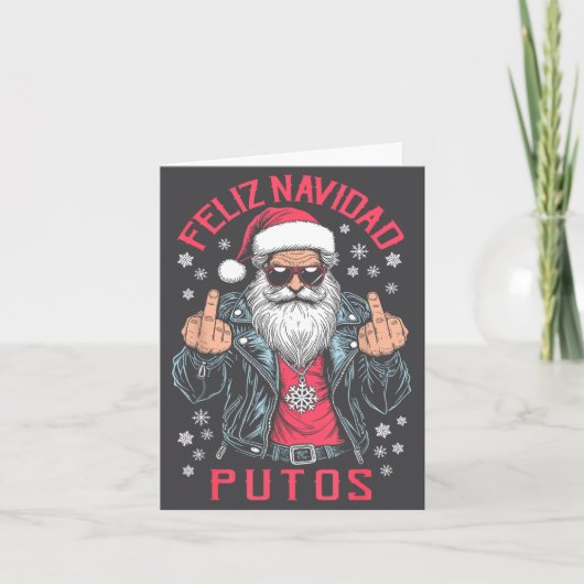 Feliz Navidad Putos Funny Rude Spanish Santa Middl Kaart (Voorkant)