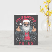 Feliz Navidad Putos Funny Rude Spanish Santa Middl Kaart (Gele Bloem)