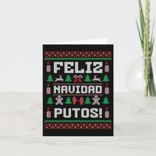 Feliz Navidad Putos Grappig Mexicaans Kersttrui Kaart (Voorkant)