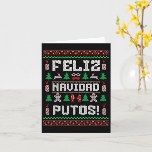 Feliz Navidad Putos Grappig Mexicaans Kersttrui Kaart (Gele Bloem)