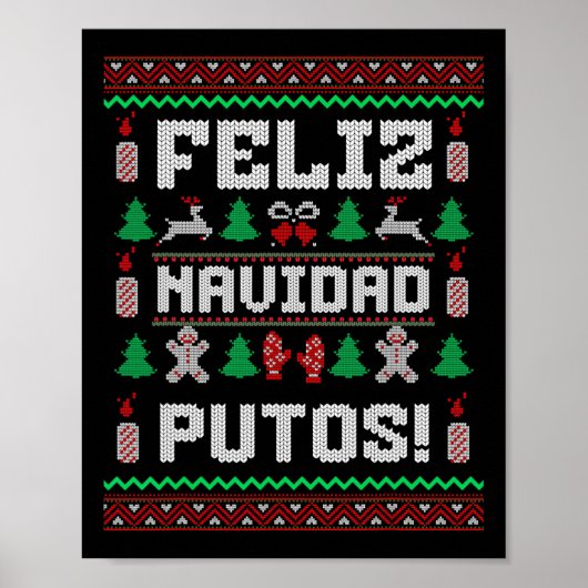 Feliz Navidad Putos Grappige Mexicaanse Kerst Swea Poster (Voorkant)