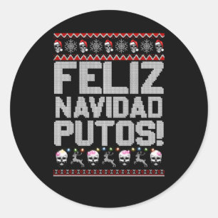 Feliz Navidad Putos Mexicaanse Lelijke Py Ronde Sticker