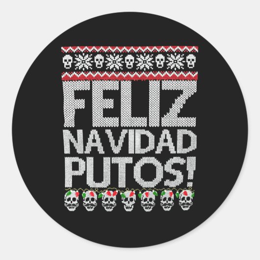 Feliz Navidad Putos Mexicaanse Lelijke Py Ronde Sticker (Voorkant)