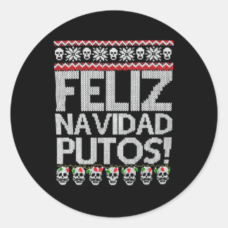 Feliz Navidad Putos Mexicaanse Lelijke Py Ronde Sticker