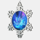 Feliz Navidad - Qaanaaq - Northern Lights Tin Sneeuwvlok Ornament (Rechts)