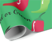 Feliz Navidad Red Chili en Green Kerstcadeau Cadeaupapier (Rol Hoek)