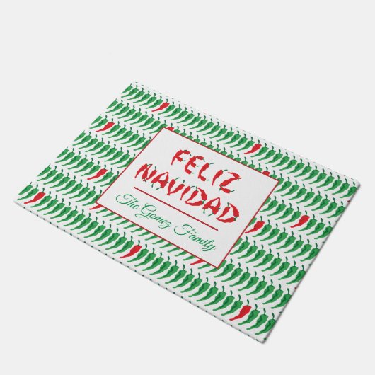Feliz Navidad Red Chili Pepper Deurmat (Schuin)
