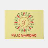 Feliz Navidad Red Chili Pepper Deurmat (Voorkant)