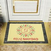 Feliz Navidad Red Chili Pepper Deurmat
