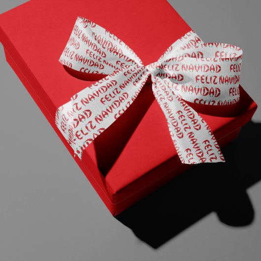 Feliz Navidad Red Chili Pepper Grosgrain Lint