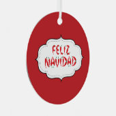 Feliz Navidad Red Chili Pepper Metalen Ornament (Voorkant Rechts)