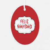 Feliz Navidad Red Chili Pepper Metalen Ornament (Voorkant links)