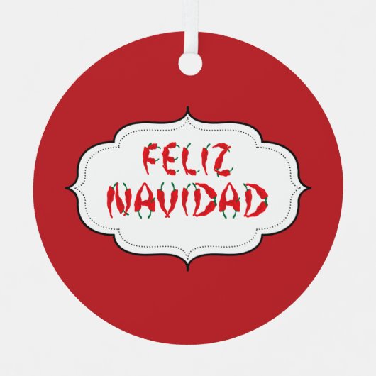 Feliz Navidad Red Chili Pepper Metalen Ornament (Voorkant)