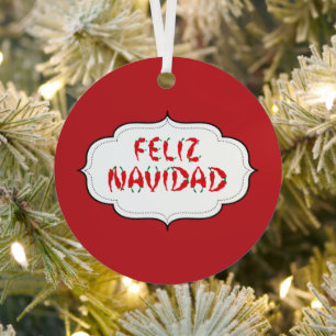 Feliz Navidad Red Chili Pepper Metalen Ornament