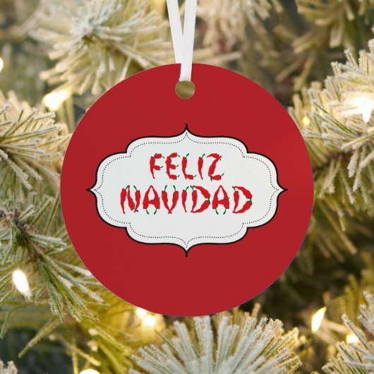 Feliz Navidad Red Chili Pepper Metalen Ornament (Insitu)