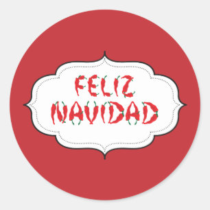 Feliz Navidad Red Chili Pepper Ronde Sticker