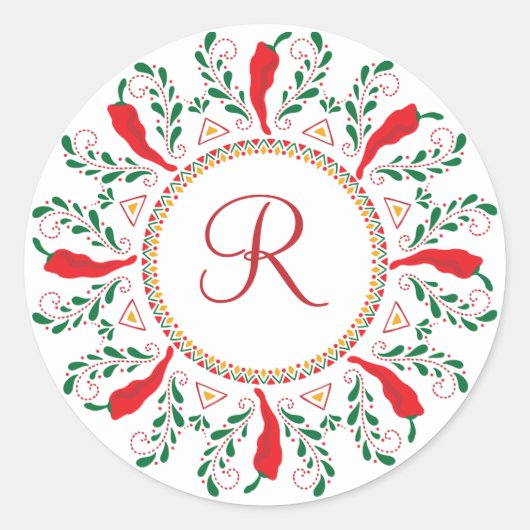 Feliz Navidad Red Chili Pepper Ronde Sticker (Voorkant)
