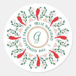 Feliz Navidad Red Chili Pepper Ronde Sticker