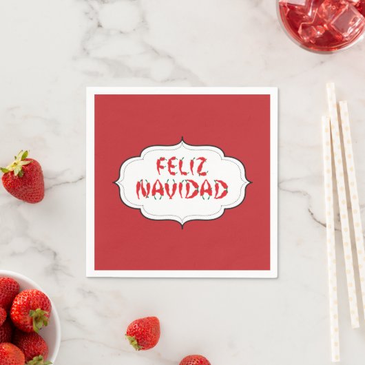 Feliz Navidad Red Chili Pepper Servet (Insitu)