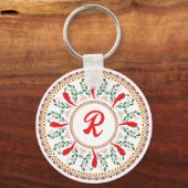 Feliz Navidad Red Chili Pepper Sleutelhanger (Voorkant)