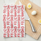 Feliz Navidad Red Chili Pepper Theedoek (Quarter Fold)