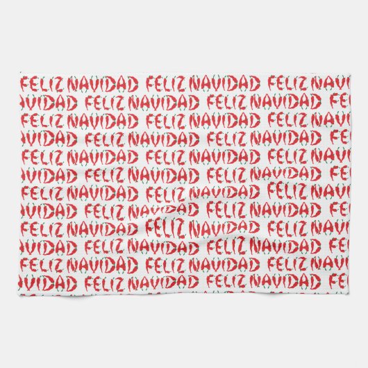 Feliz Navidad Red Chili Pepper Theedoek (Horizontaal)