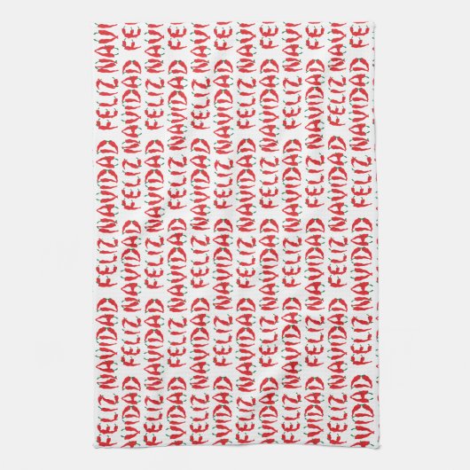 Feliz Navidad Red Chili Pepper Theedoek (Verticaal)