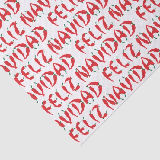 Feliz Navidad Red Chili Pepper Tissuepapier (Detail)