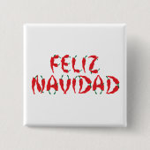Feliz Navidad Red Chili Pepper Vierkante Button 5,1 Cm (Voorkant)