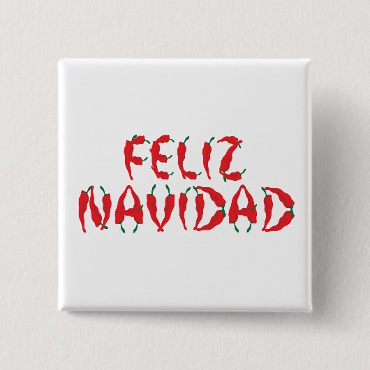 Feliz Navidad Red Chili Pepper Vierkante Button 5,1 Cm (Voorkant)