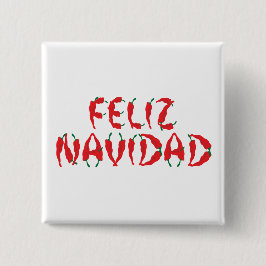 Feliz Navidad Red Chili Pepper Vierkante Button 5,1 Cm