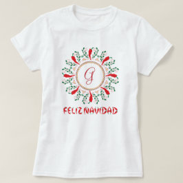 Feliz Navidad Red Chili Pepper Wreath T-shirt