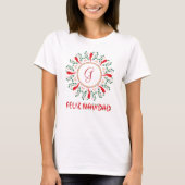 Feliz Navidad Red Chili Pepper Wreath T-shirt (Voorkant)