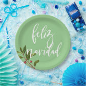 Feliz Navidad Red en Green Simple Kerstmis Papieren Bordje (Feest)