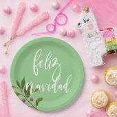 Feliz Navidad Red en Green Simple Kerstmis Papieren Bordje (Feest)