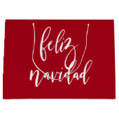 Feliz Navidad Red en witte kerst Groot Cadeauzakje (Voorkant)