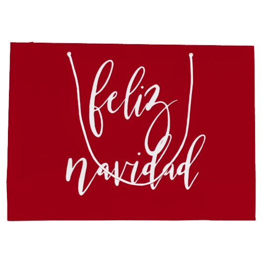Feliz Navidad Red en witte kerst Groot Cadeauzakje (Achterkant)
