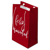 Feliz Navidad Red en witte kerst Klein Cadeauzakje (Achterkant Gekanteld)