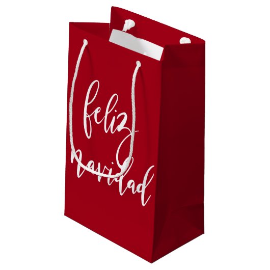Feliz Navidad Red en witte kerst Klein Cadeauzakje (Achterkant Gekanteld)