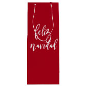 Feliz Navidad Red en witte kerst Wijn Cadeautas (Achterkant)