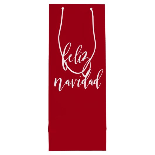 Feliz Navidad Red en witte kerst Wijn Cadeautas (Achterkant)