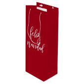 Feliz Navidad Red en witte kerst Wijn Cadeautas (Voorkant Gekanteld)