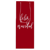 Feliz Navidad Red en witte kerst Wijn Cadeautas (Voorkant)
