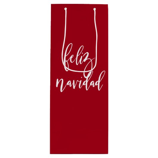 Feliz Navidad Red en witte kerst Wijn Cadeautas (Voorkant)